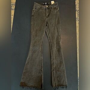 Black Hollister high rise split flare jeans